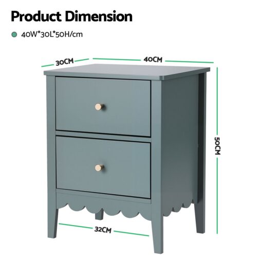 Artiss Green 2-Drawer Bedside Tables, Set of 2 – image 3