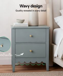 Artiss Green 2-Drawer Bedside Tables, Set of 2 - Image 5