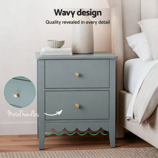 Artiss Green 2-Drawer Bedside Tables, Set of 2 – image 5