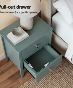 Artiss Green 2-Drawer Bedside Tables, Set of 2 - Image 6