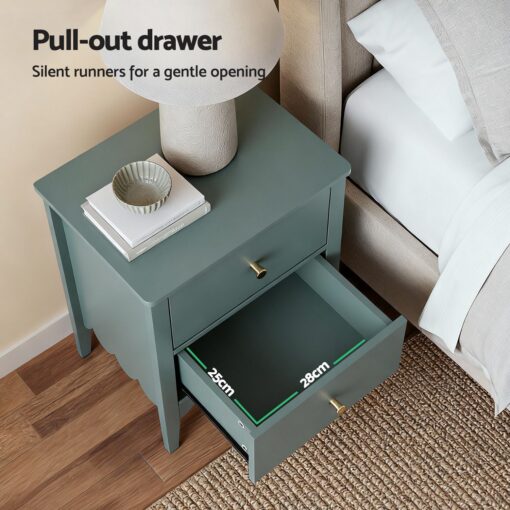 Artiss Green 2-Drawer Bedside Tables, Set of 2 – image 6
