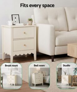 Artiss 2-Piece Bedside Tables with 2 Drawers - Image 7