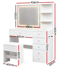 Artiss Dressing Table with LED Mirror for Beauty Lovers - Image 3