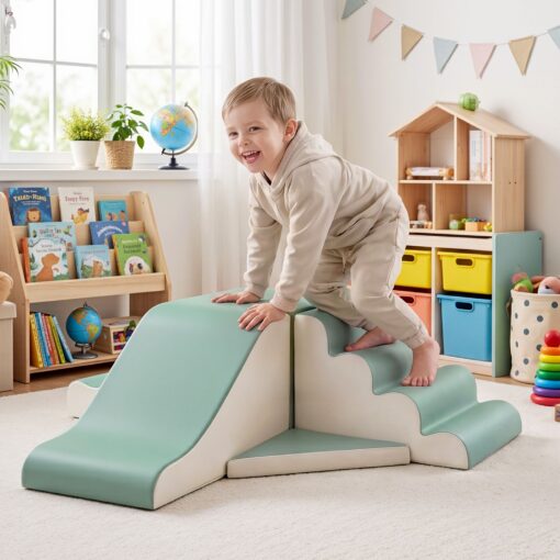 Keezi 4-Piece Foam Climbing Blocks with Rocker – image 1