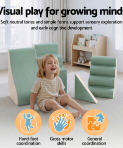 Keezi 4-Piece Foam Climbing Blocks with Rocker - Image 8