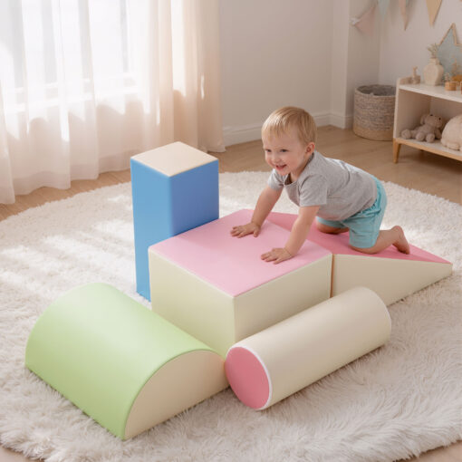 Keezi 5-Piece Foam Climbing Blocks with Slide – image 1