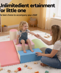 Keezi 5-Piece Foam Climbing Blocks with Slide - Image 4