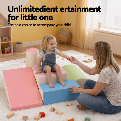 Keezi 5-Piece Foam Climbing Blocks with Slide – image 4