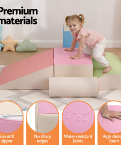 Keezi 5-Piece Foam Climbing Blocks with Slide - Image 6