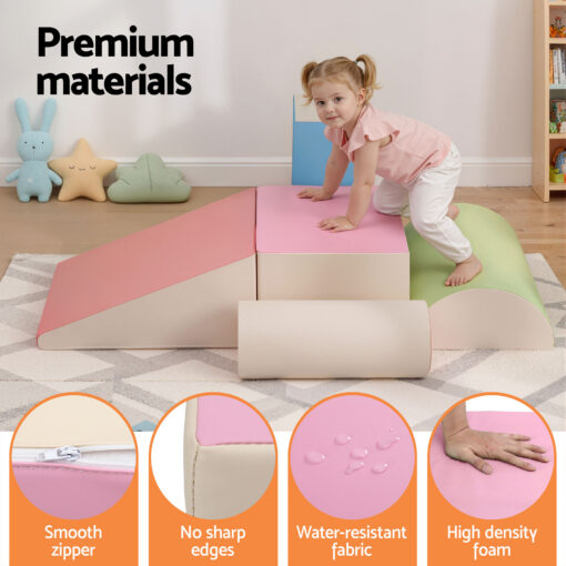 Keezi 5-Piece Foam Climbing Blocks with Slide – image 6