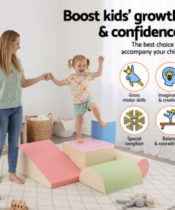 Keezi 5-Piece Foam Climbing Blocks with Slide - Image 7