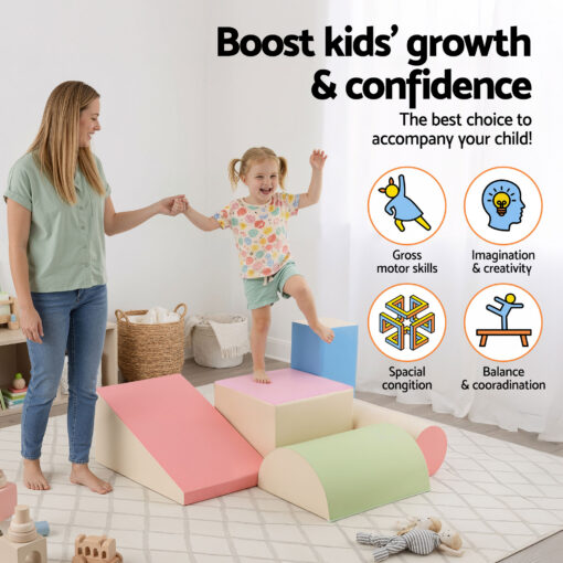 Keezi 5-Piece Foam Climbing Blocks with Slide – image 7