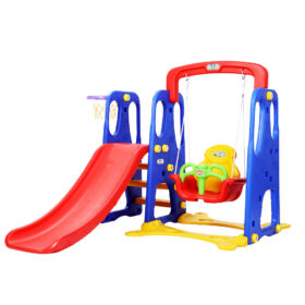 Keezi Kids 3-in-1 Slide Swing Set with Hoop – image 1