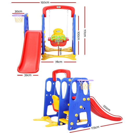 Keezi Kids 3-in-1 Slide Swing Set with Hoop – image 2