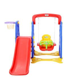 Keezi Kids 3-in-1 Slide Swing Set with Hoop - Image 3