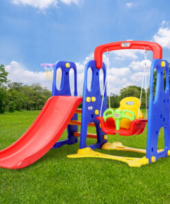Keezi Kids 3-in-1 Slide Swing Set with Hoop - Image 8