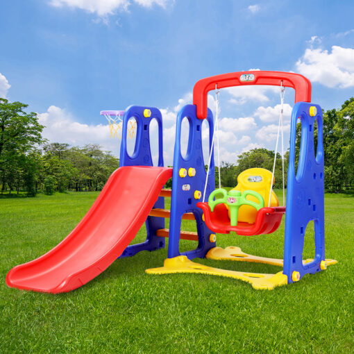 Keezi Kids 3-in-1 Slide Swing Set with Hoop – image 8