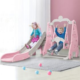 Keezi 3-in-1 Kids Slide Swing Set Basketball Hoop – image 1