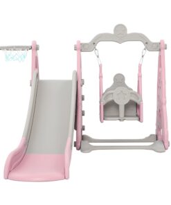 Keezi 3-in-1 Kids Slide Swing Set Basketball Hoop - Image 3