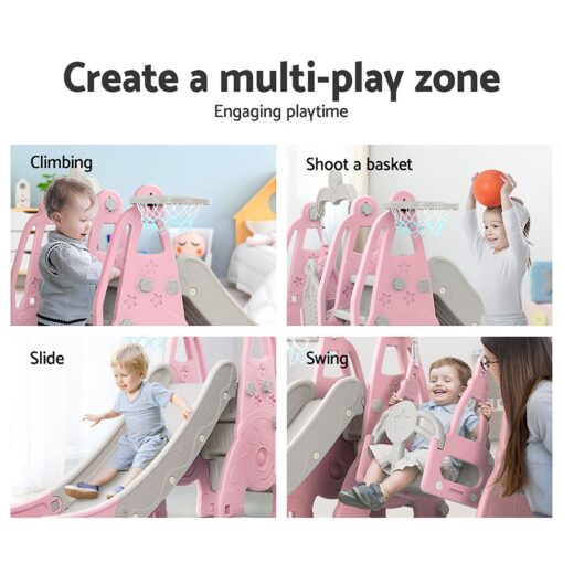 Keezi 3-in-1 Kids Slide Swing Set Basketball Hoop – image 4