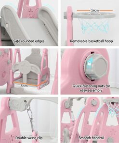 Keezi 3-in-1 Kids Slide Swing Set Basketball Hoop - Image 5
