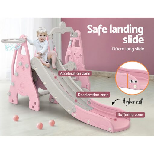 Keezi 3-in-1 Kids Slide Swing Set Basketball Hoop – image 6