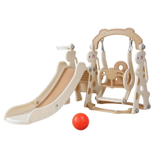Keezi Kids Slide Swing Set 3-in-1 Beige – image 1