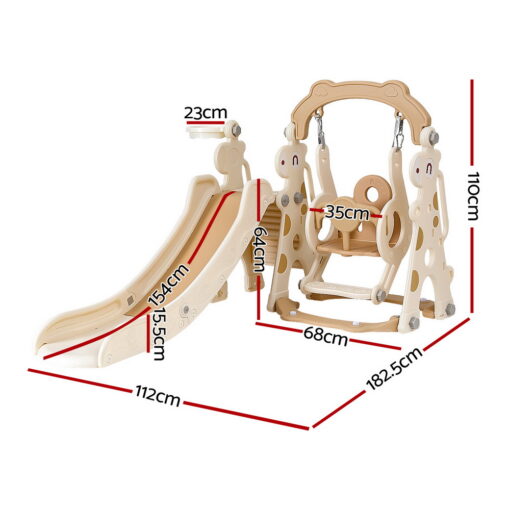 Keezi Kids Slide Swing Set 3-in-1 Beige – image 2