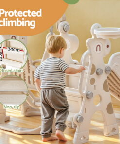Keezi Kids Slide Swing Set 3-in-1 Beige - Image 4