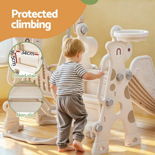 Keezi Kids Slide Swing Set 3-in-1 Beige – image 4