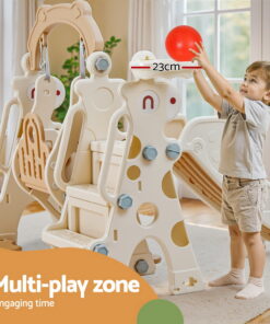 Keezi Kids Slide Swing Set 3-in-1 Beige - Image 5