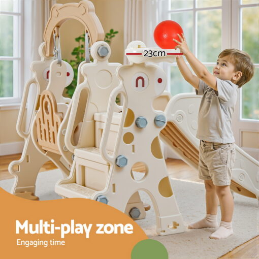 Keezi Kids Slide Swing Set 3-in-1 Beige – image 5