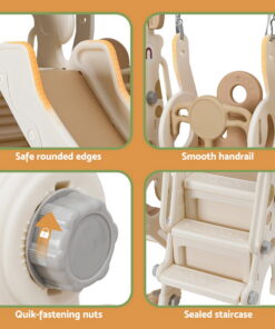 Keezi Kids Slide Swing Set 3-in-1 Beige - Image 6