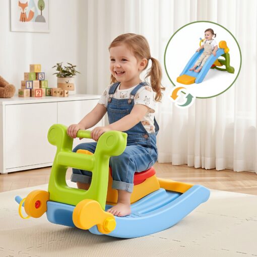 Keezi 3-in-1 Kids Slide Set with Ring Toss – image 1