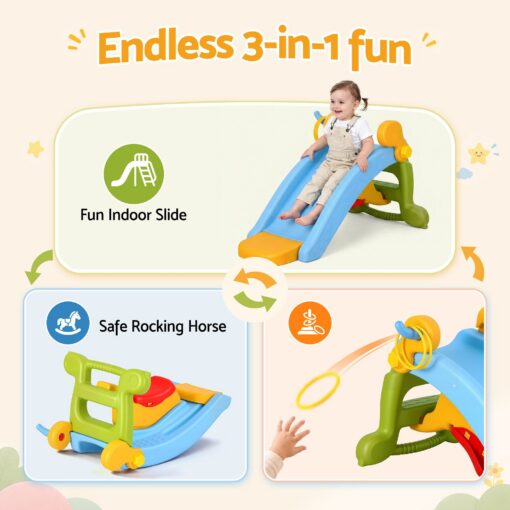 Keezi 3-in-1 Kids Slide Set with Ring Toss – image 4