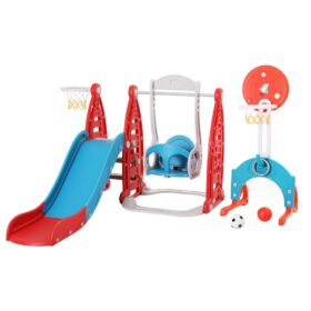 Keezi 6-in-1 Kids Slide Swing Set with Basketball Hoops – image 1