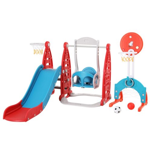 Keezi 6-in-1 Kids Slide Swing Set with Basketball Hoops – image 1