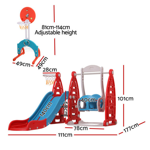 Keezi 6-in-1 Kids Slide Swing Set with Basketball Hoops – image 2