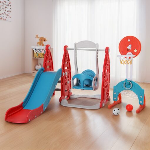 Keezi 6-in-1 Kids Slide Swing Set with Basketball Hoops – image 5