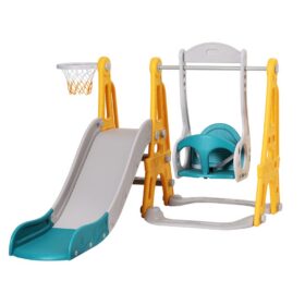 Keezi 3-in-1 Kids Slide Swing Set with Basketball Hoop – image 1
