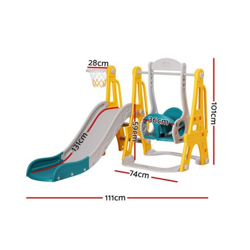 Keezi 3-in-1 Kids Slide Swing Set with Basketball Hoop – image 2