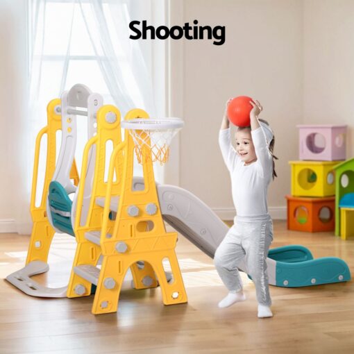 Keezi 3-in-1 Kids Slide Swing Set with Basketball Hoop – image 5