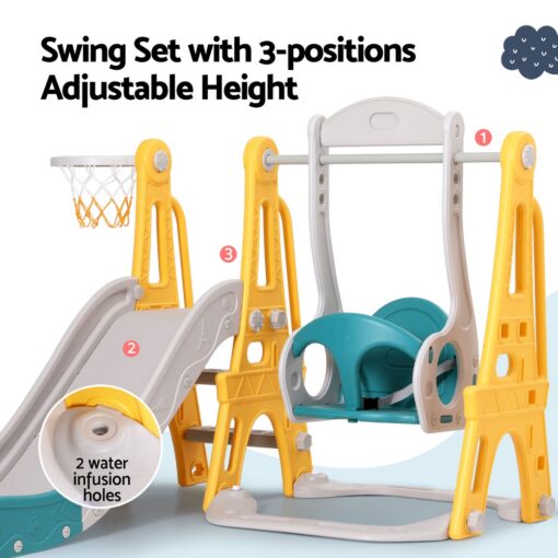 Keezi 3-in-1 Kids Slide Swing Set with Basketball Hoop – image 6