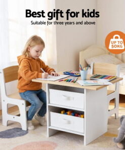 Keezi Kids Table and Chairs Set for Creative Playtime - Image 4