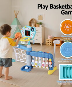 Keezi Kids 5-in-1 Sports Game Set Blue - Image 4