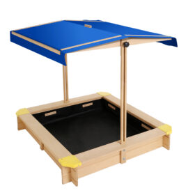 Keezi Kids Wooden Sandpit with Canopy Bench – image 1