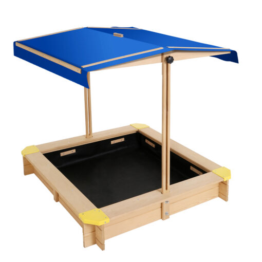 Keezi Kids Wooden Sandpit with Canopy Bench – image 1