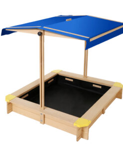 Keezi Kids Wooden Sandpit with Canopy Bench - Image 3