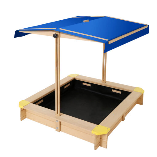 Keezi Kids Wooden Sandpit with Canopy Bench – image 3