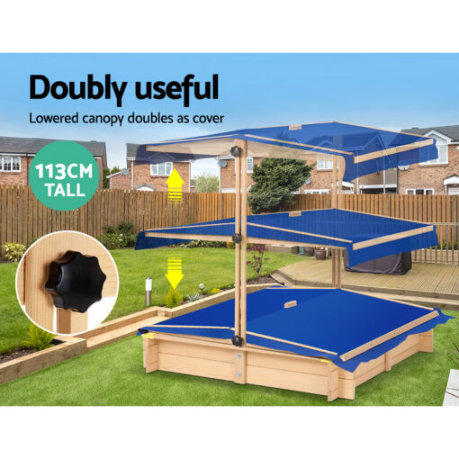 Keezi Kids Wooden Sandpit with Canopy Bench – image 6